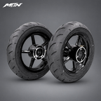 12-inch black supermoto wheel set, front and rear, for mini e-motos