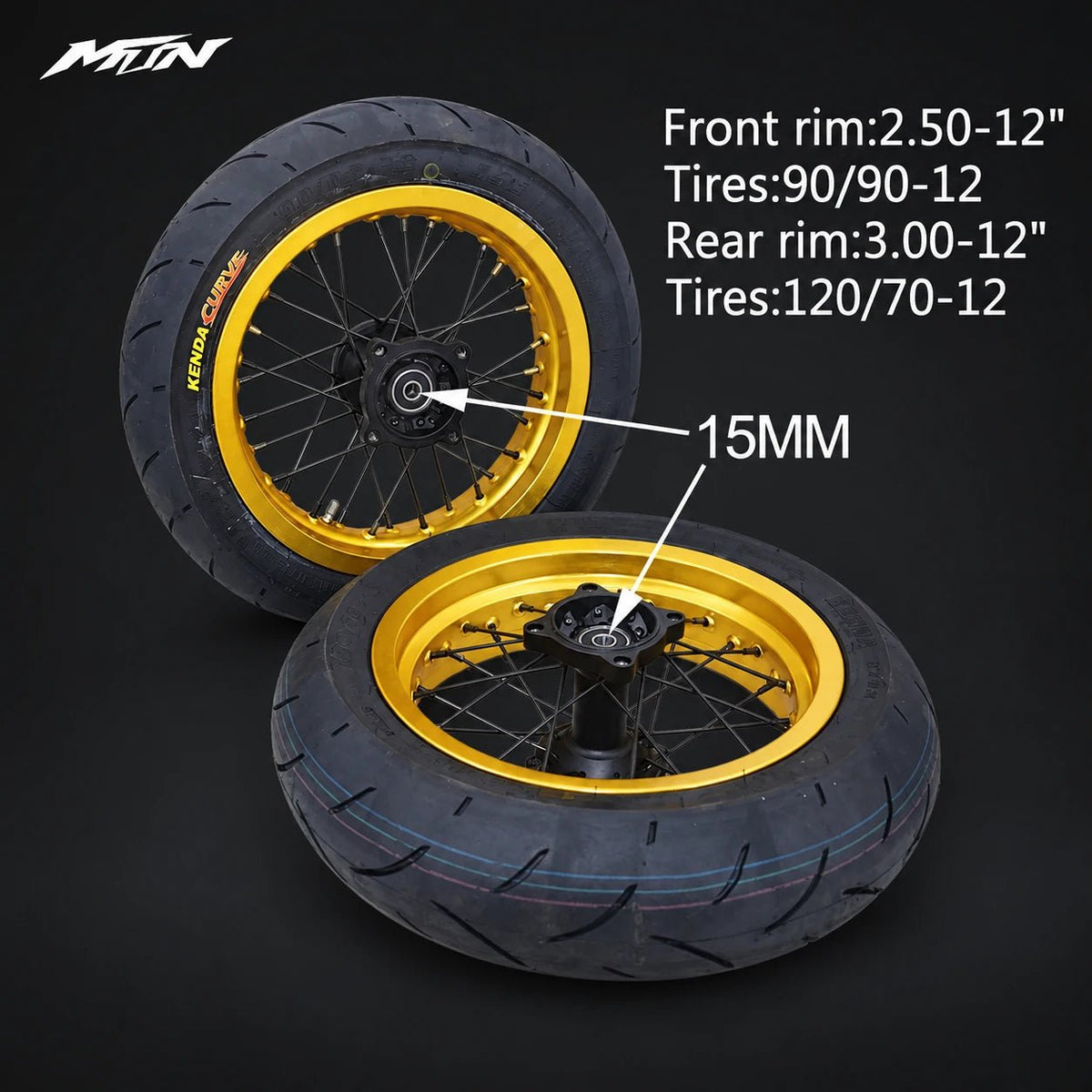 12-Inch Spoke Supermoto Wheel & Tire Set | MTN MOTOWORKS E-Moto Performance Parts & Accessories#