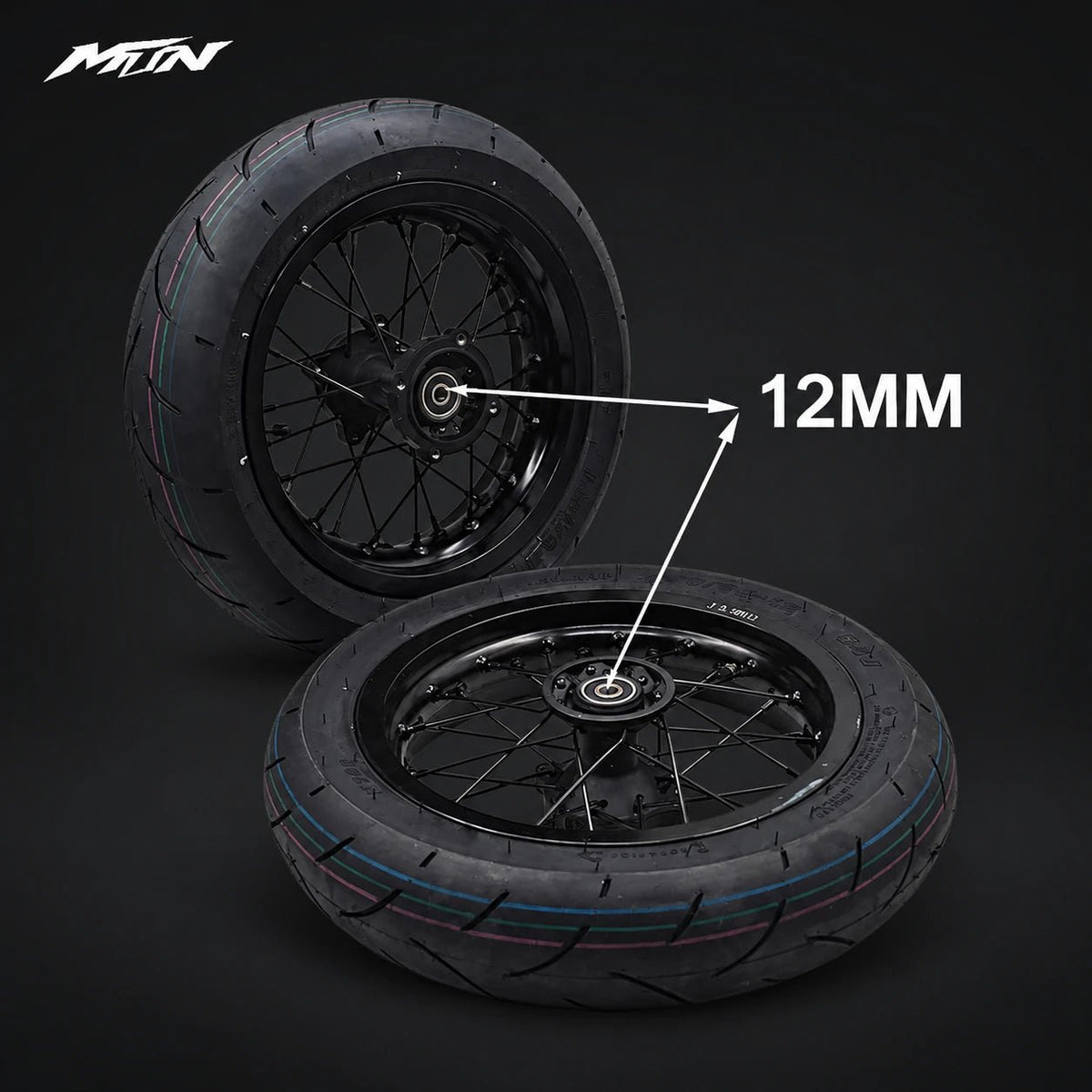 12-Inch Spoke Supermoto Wheel & Tire Set | MTN MOTOWORKS E-Moto Performance Parts & Accessories#