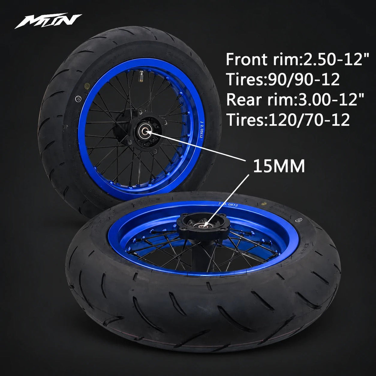 12-Inch Spoke Supermoto Wheel & Tire Set | MTN MOTOWORKS E-Moto Performance Parts & Accessories#