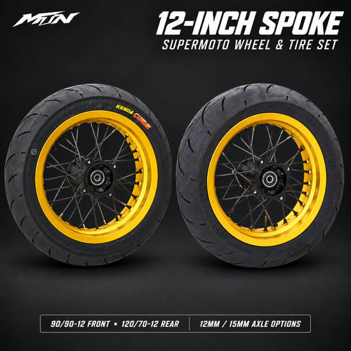 12-Inch Spoke Supermoto Wheel & Tire Set | MTN MOTOWORKS E-Moto Performance Parts & Accessories#