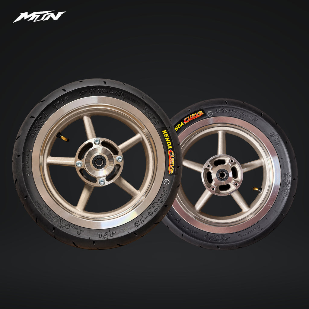 12-Inch Supermoto Wheel Set, Wide 110 Front – Silver
