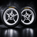 12-inch supermoto wheel and tire set with mounted street tires, MTN MotoWorks