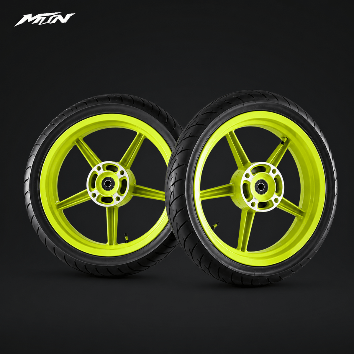 14-Inch Supermoto Wheel & Tire Set | Standard 90 Front & 120 Rear | MTN MOTOWORKS E-Moto Performance Parts & Accessories#