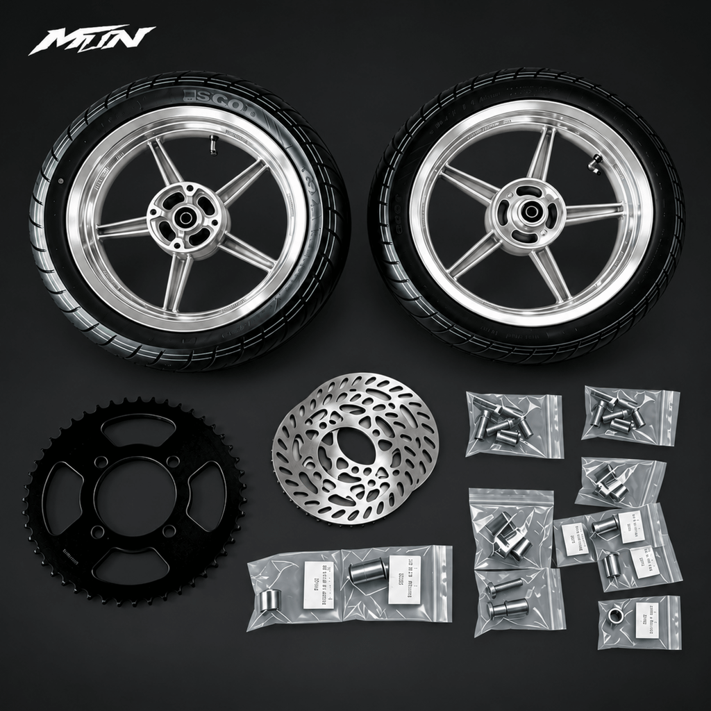 14-Inch Supermoto Wheel & Tire Set | Standard 90 Front & 120 Rear | MTN MOTOWORKS E-Moto Performance Parts & Accessories#