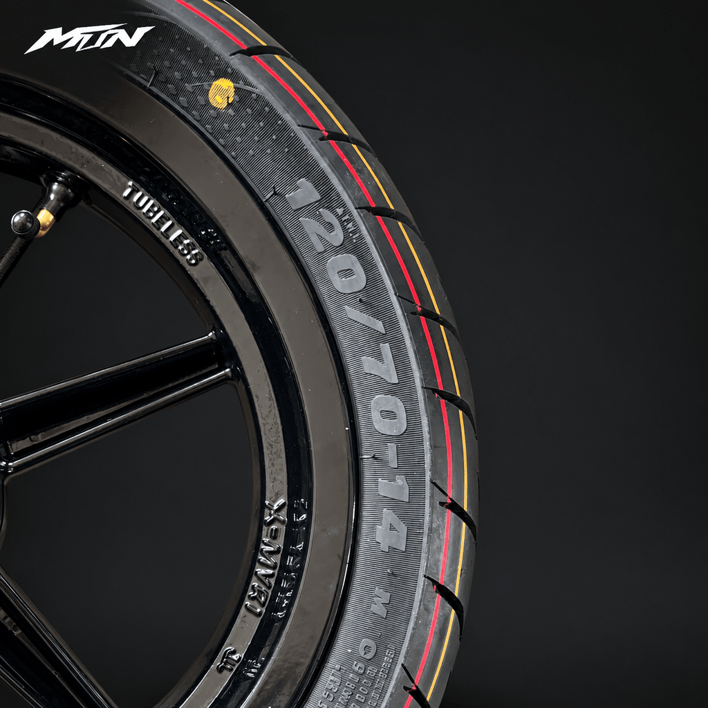 14-Inch Supermoto Wheel & Tire Set | Wide 110 Front & 120 Rear | MTN MOTOWORKS E-Moto Performance Parts & Accessories#