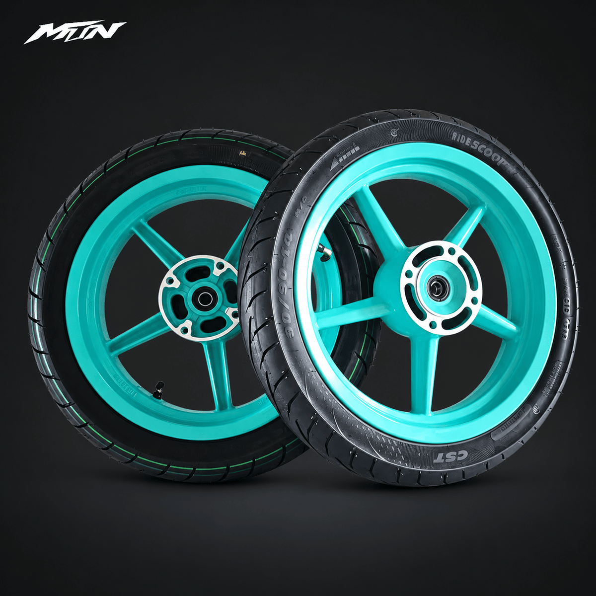 14-Inch Supermoto Wheel & Tire Set | Wide 110 Front & 120 Rear | MTN MOTOWORKS E-Moto Performance Parts & Accessories#