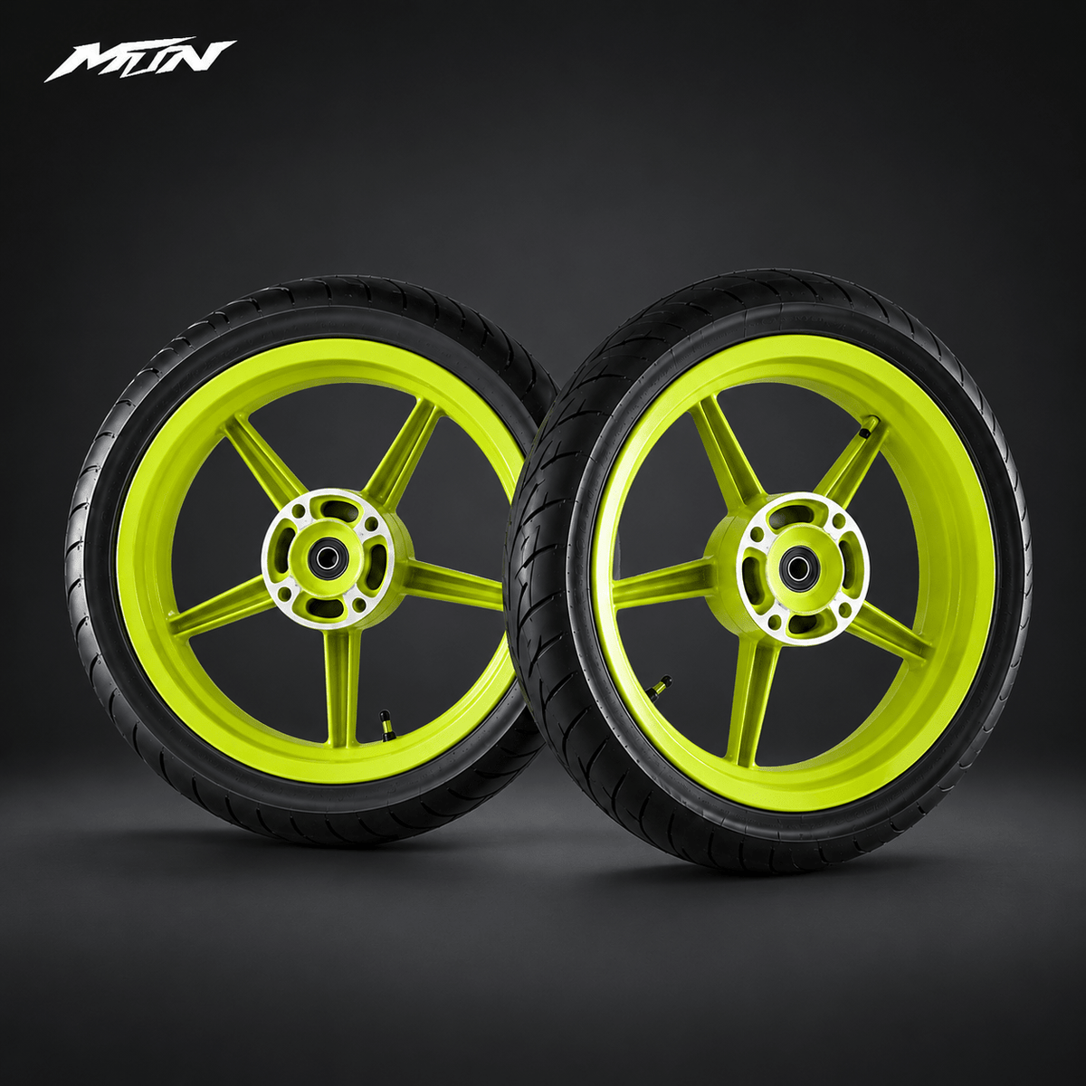 14-Inch Supermoto Wheel & Tire Set | Wide 110 Front & 120 Rear | MTN MOTOWORKS E-Moto Performance Parts & Accessories#