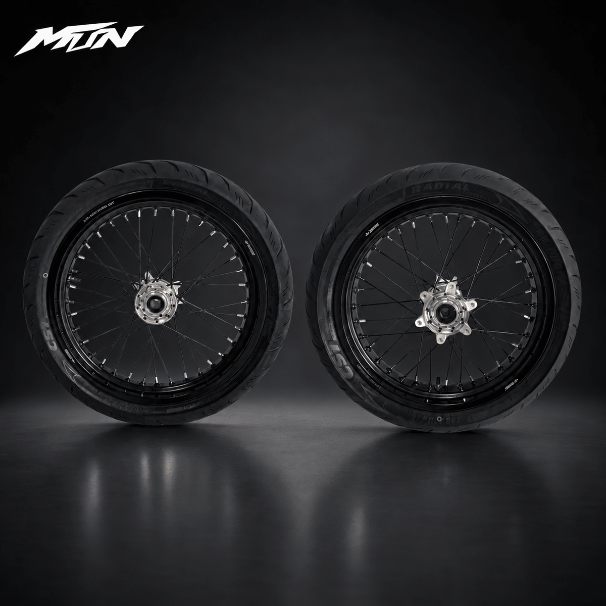 17-inch radial supermoto wheel set for Sur-Ron Light Bee 2, detail view