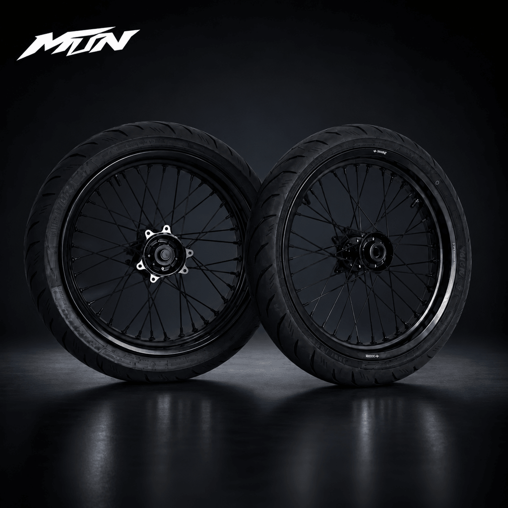 Front and rear 17-inch radial supermoto wheels for Sur-Ron Ultra Bee and Light Bee 2