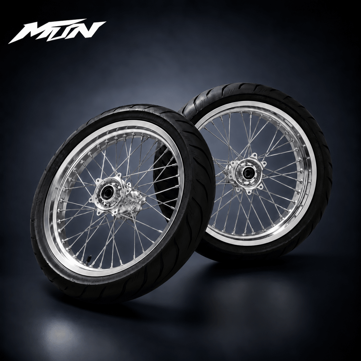17-Inch Radial Supermoto Wheel & Tire Set for Ultra Bee & Light Bee 2 – Chrome