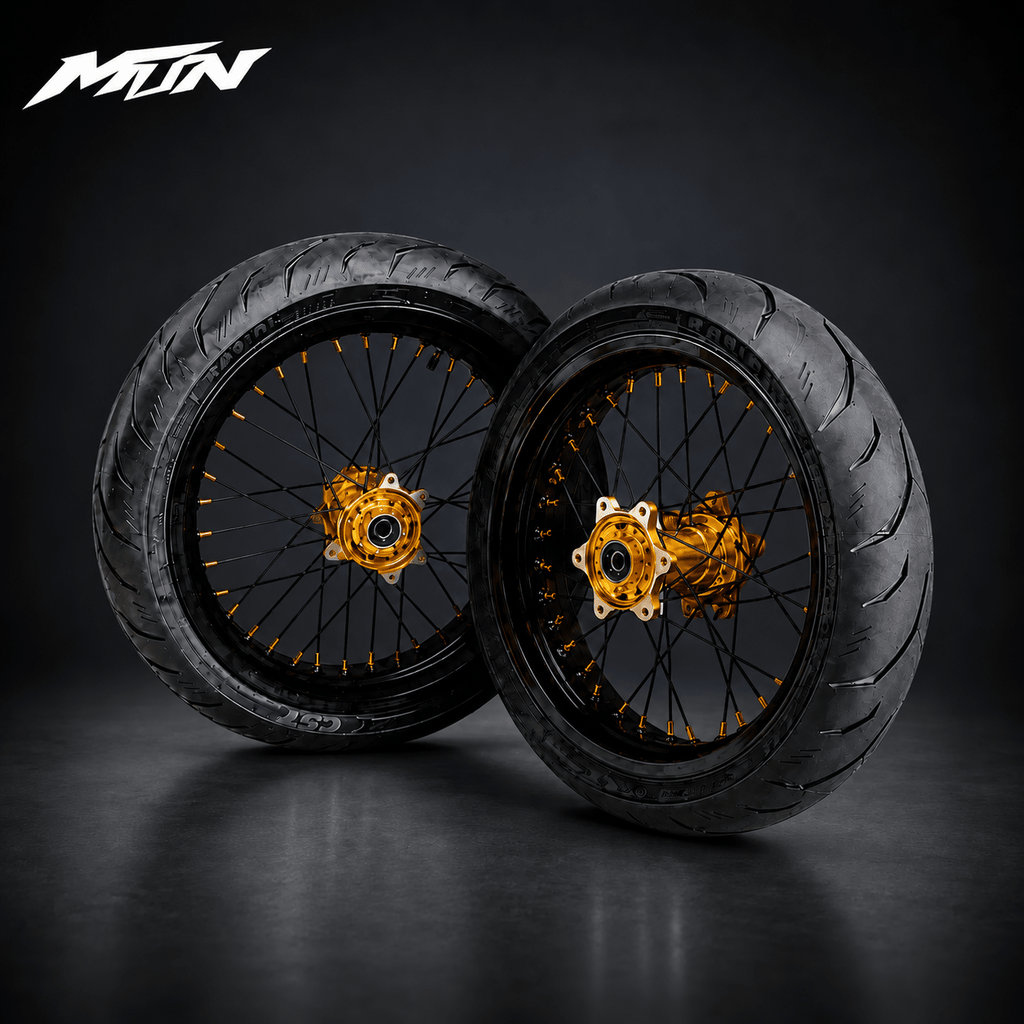 17-Inch Radial Supermoto Wheel & Tire Set for Ultra Bee & Light Bee 2 – Gold
