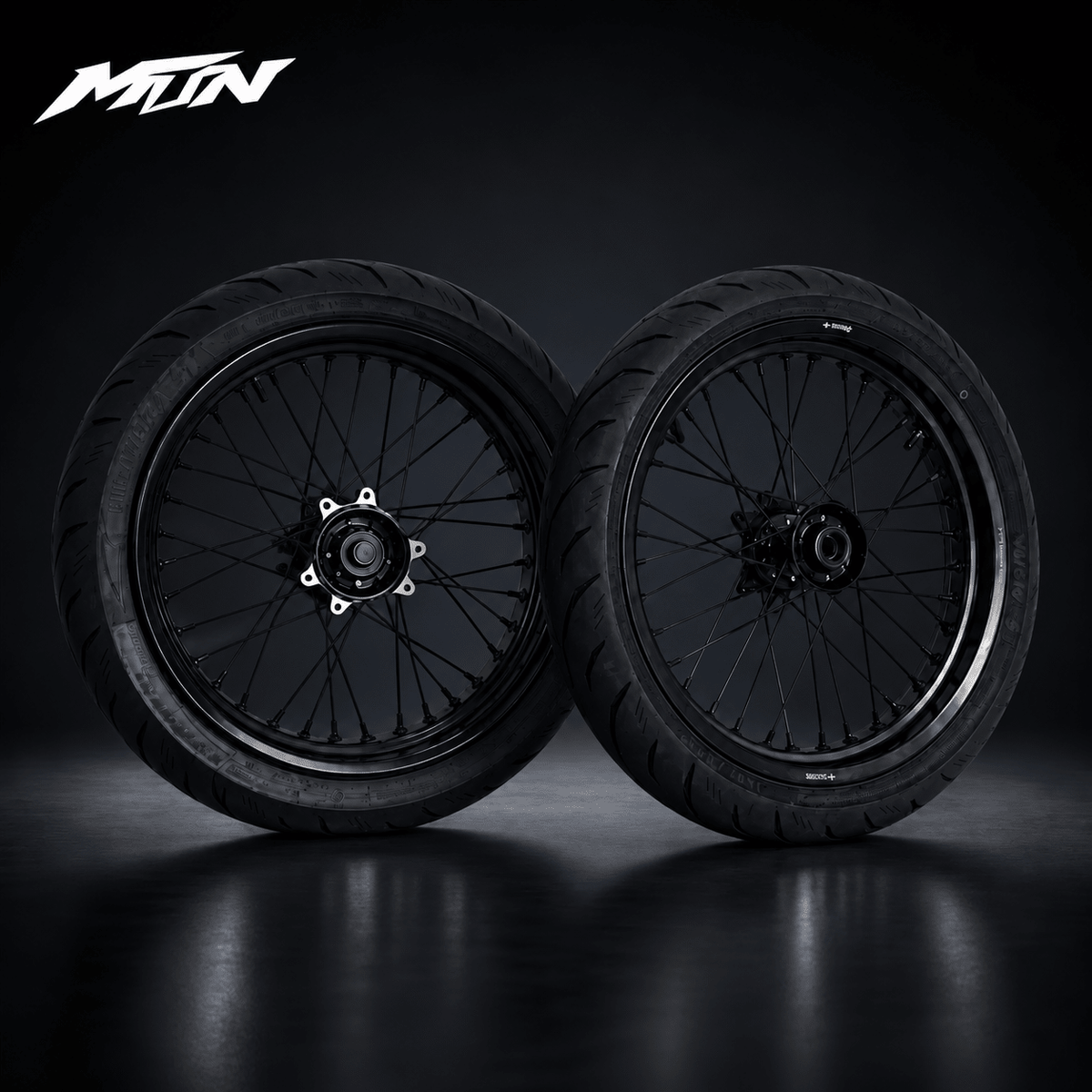 17-Inch Radial Supermoto Wheel & Tire Set for Ultra Bee & Light Bee 2 – Stealth Black