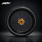 17-inch radial street tires mounted on supermoto rims for Ultra Bee and Light Bee 2