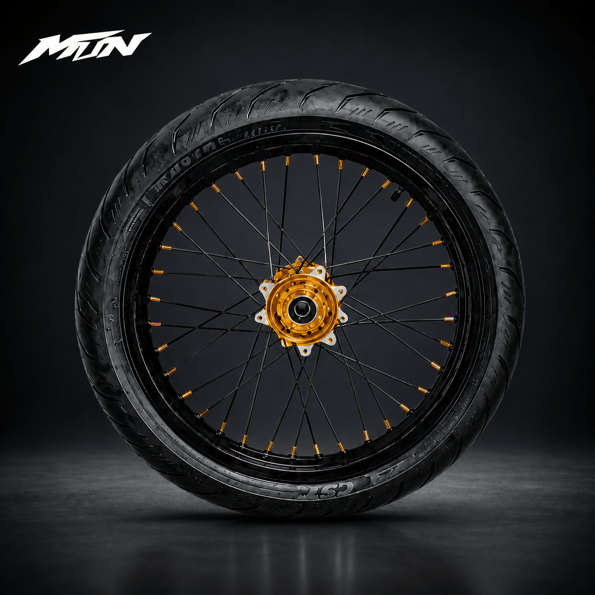 17-inch radial street tires mounted on supermoto rims for Ultra Bee and Light Bee 2