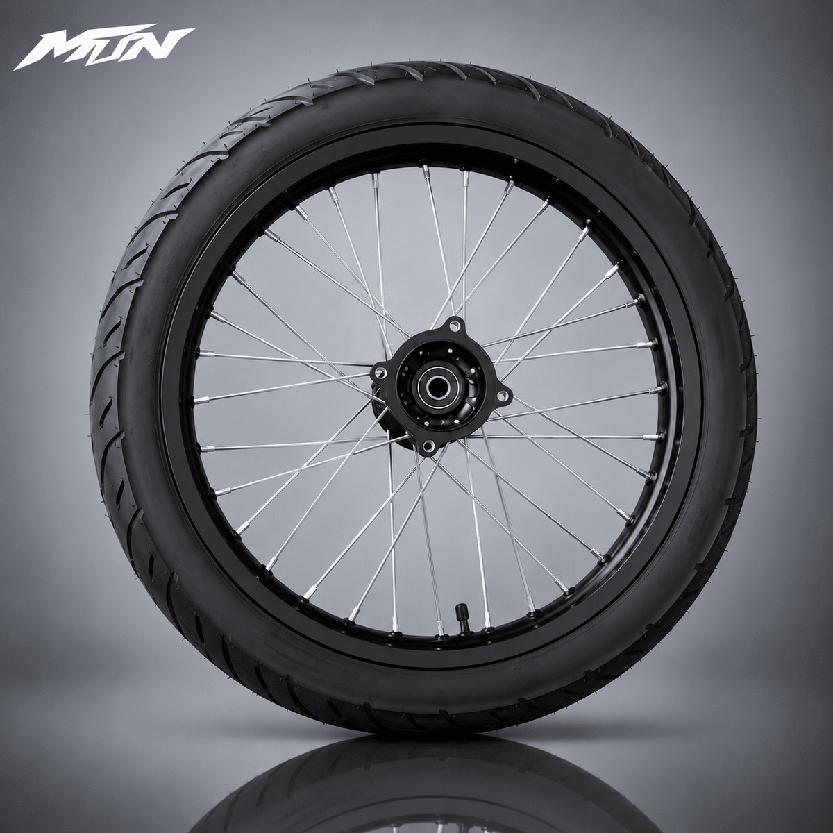 Strike and Yozma supermoto wheel and tire set, 17-inch front, 14-inch rear