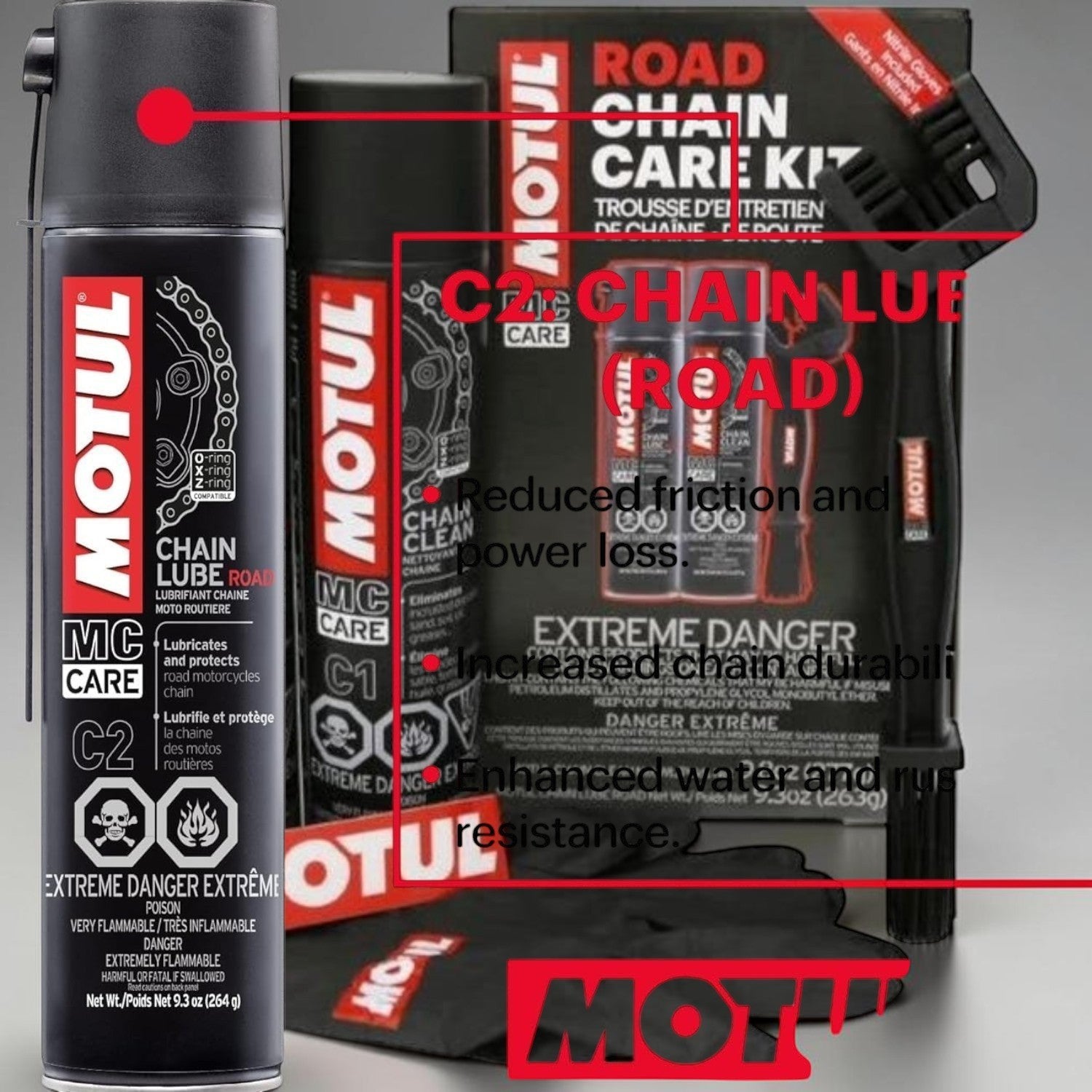 Motul Chain Care Bundle – Cleaner, Lube & C5 Chain Paste