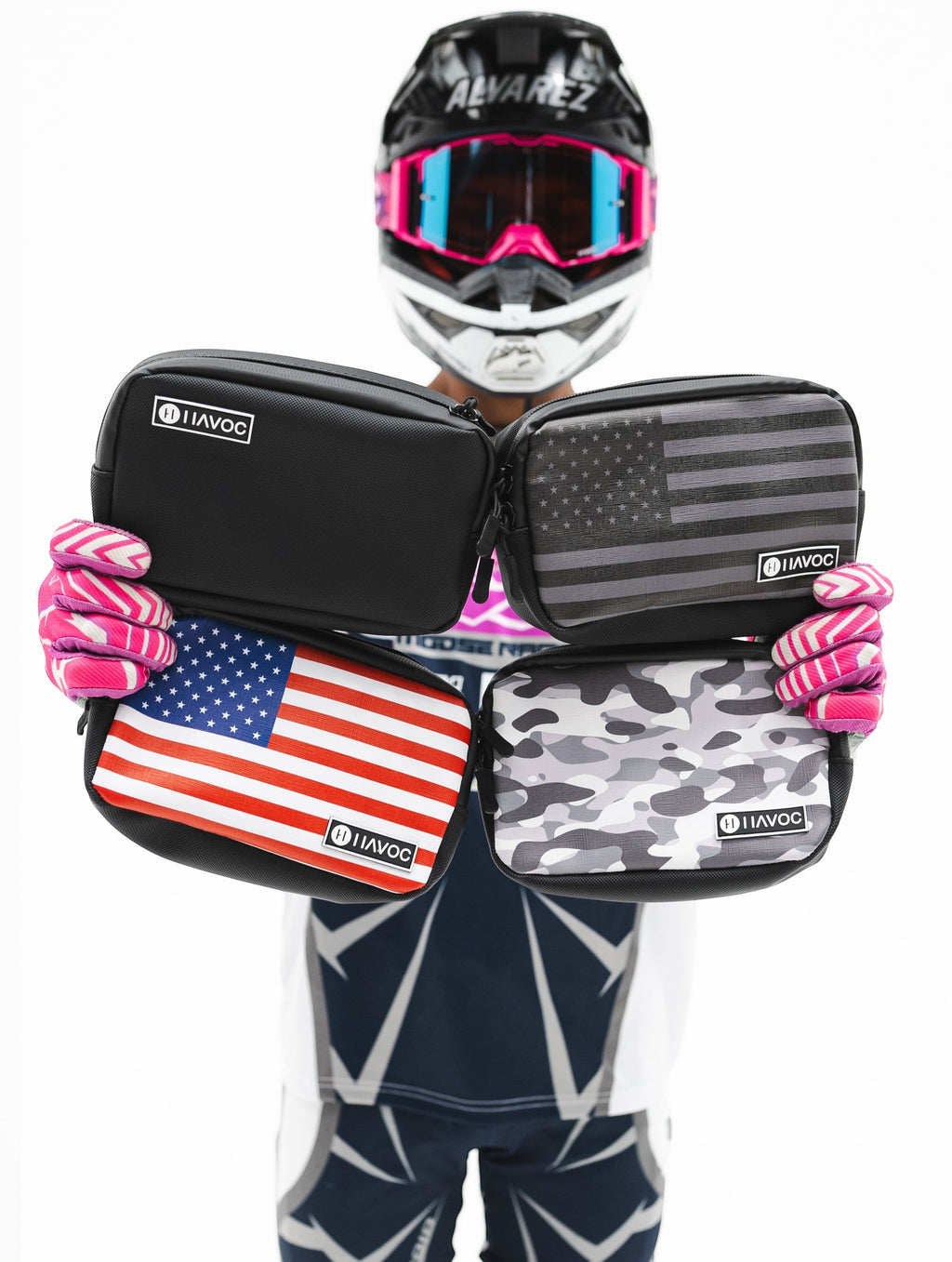 Havoc Bar Sack rider view with American flag design