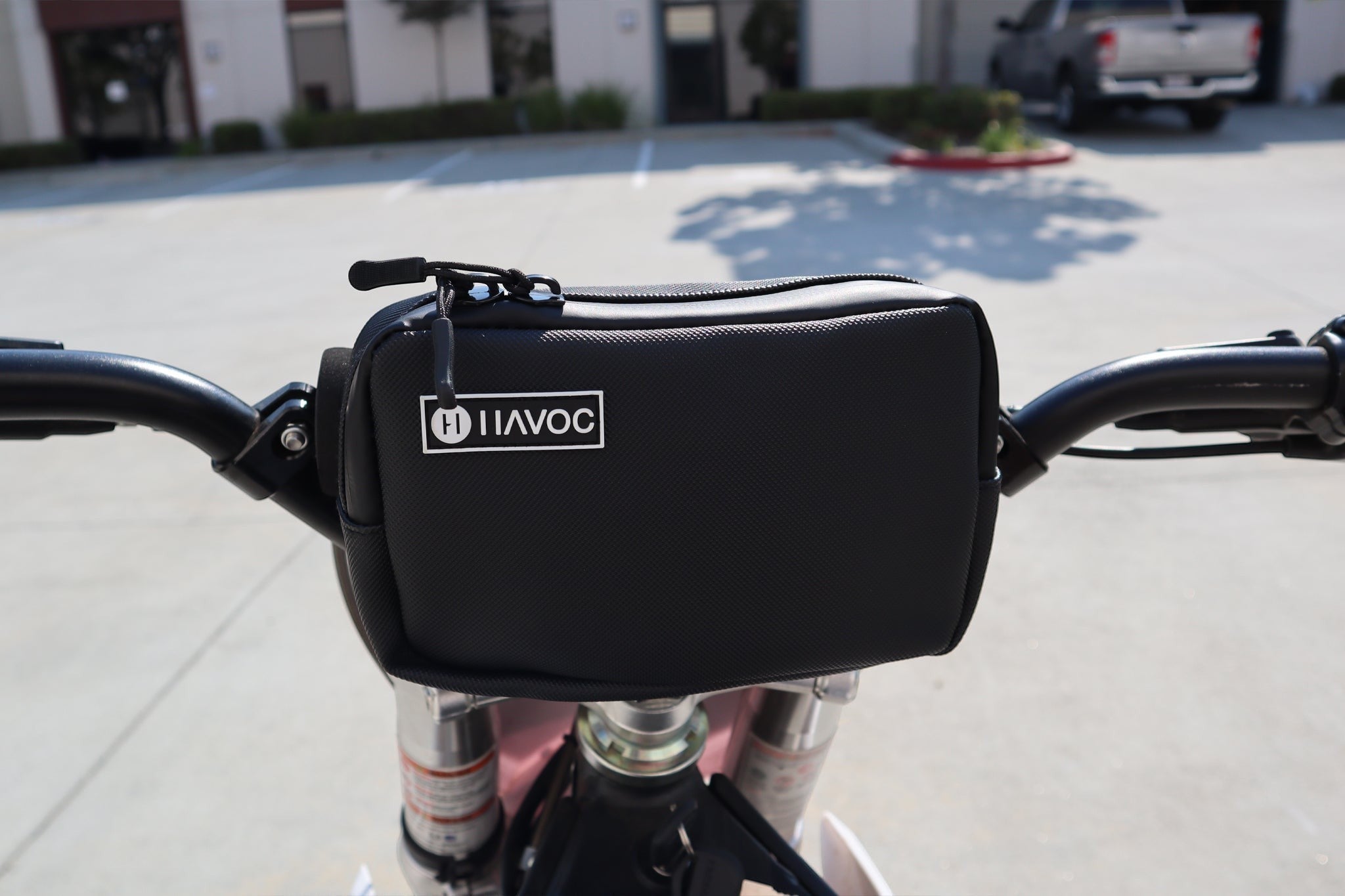Black Havoc Bar Sack installed on handlebars
