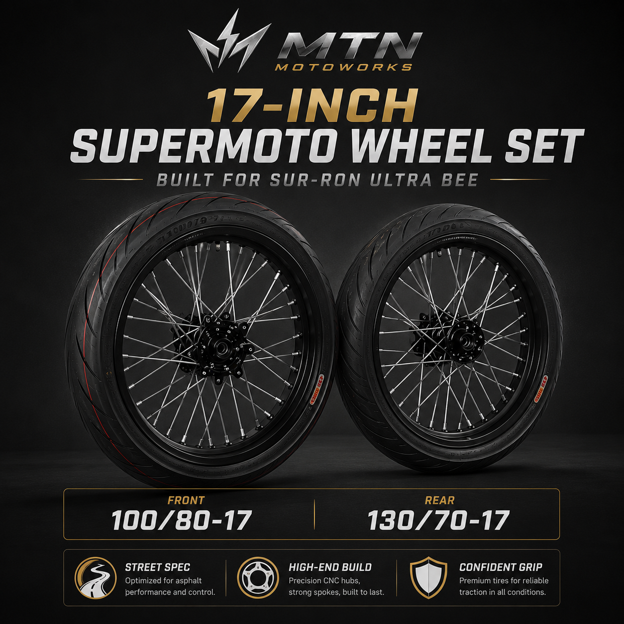 Sur-Ron Ultra Bee 17-Inch Premium Supermoto Wheel Set