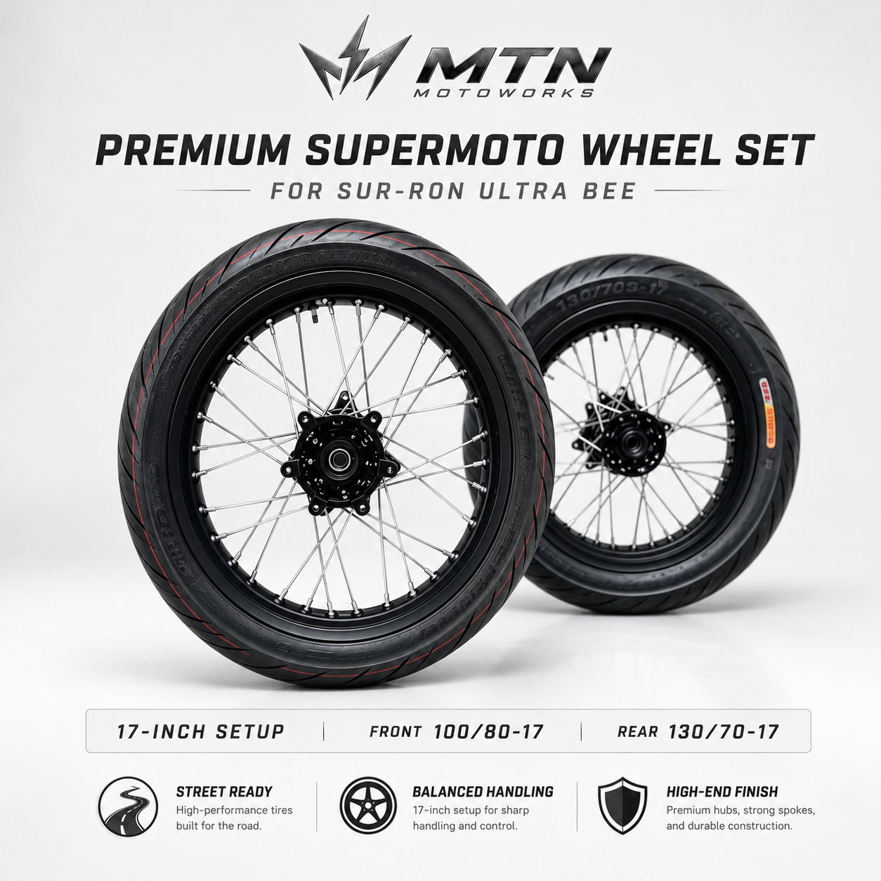 Sur-Ron Ultra Bee 17-Inch Premium Supermoto Wheel Set