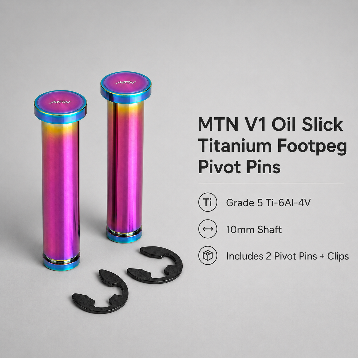 MTN V1 Oil Slick Titanium Footpeg Pivot Pins