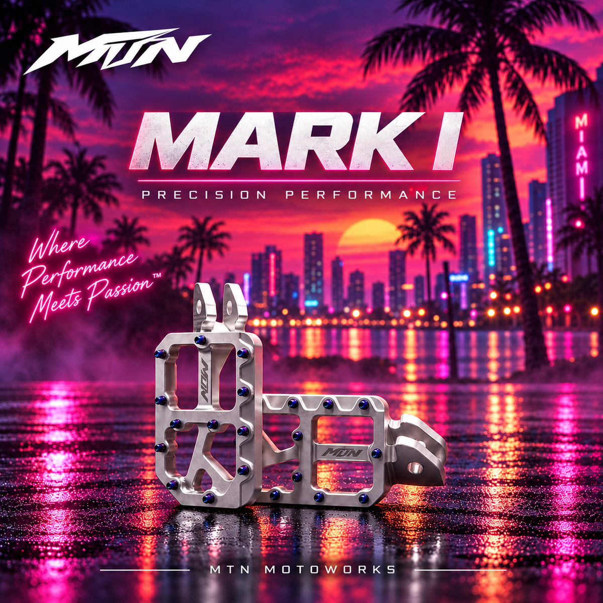 MTN MARK I 7075 Wide Footpegs | Titanium Grip Pins