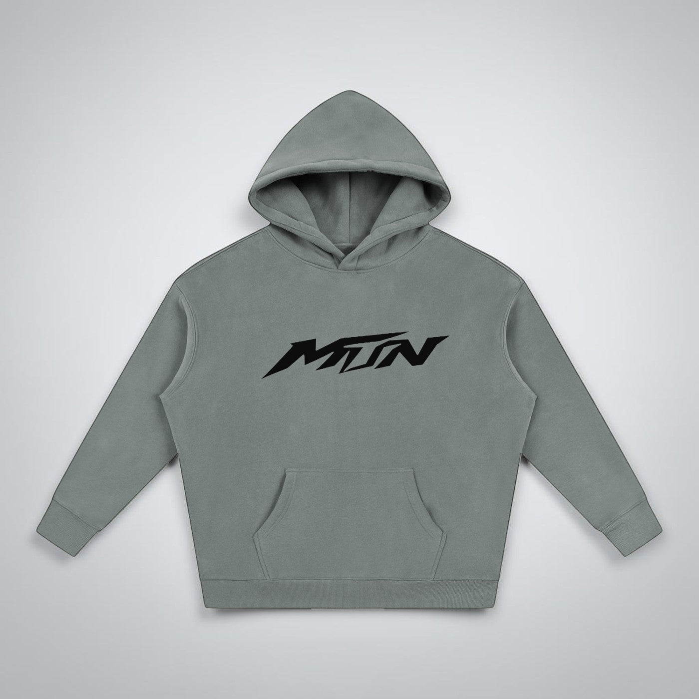 MTN Box OG Hoodie in Light Gray with front MTN logo, relaxed fit, and heavyweight streetwear style.