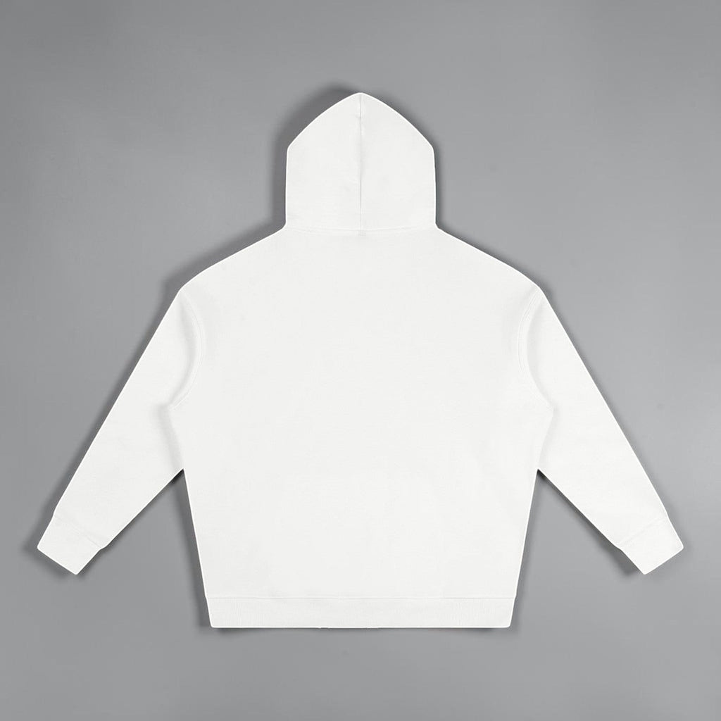 MTN Box OG Hoodie in White with black front MTN logo, relaxed fit, and heavyweight streetwear style.