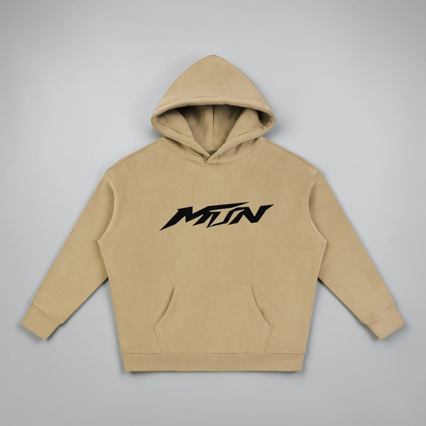 MTN Box OG Hoodie in Gray Apricot with front MTN logo, relaxed fit, and heavyweight streetwear style.