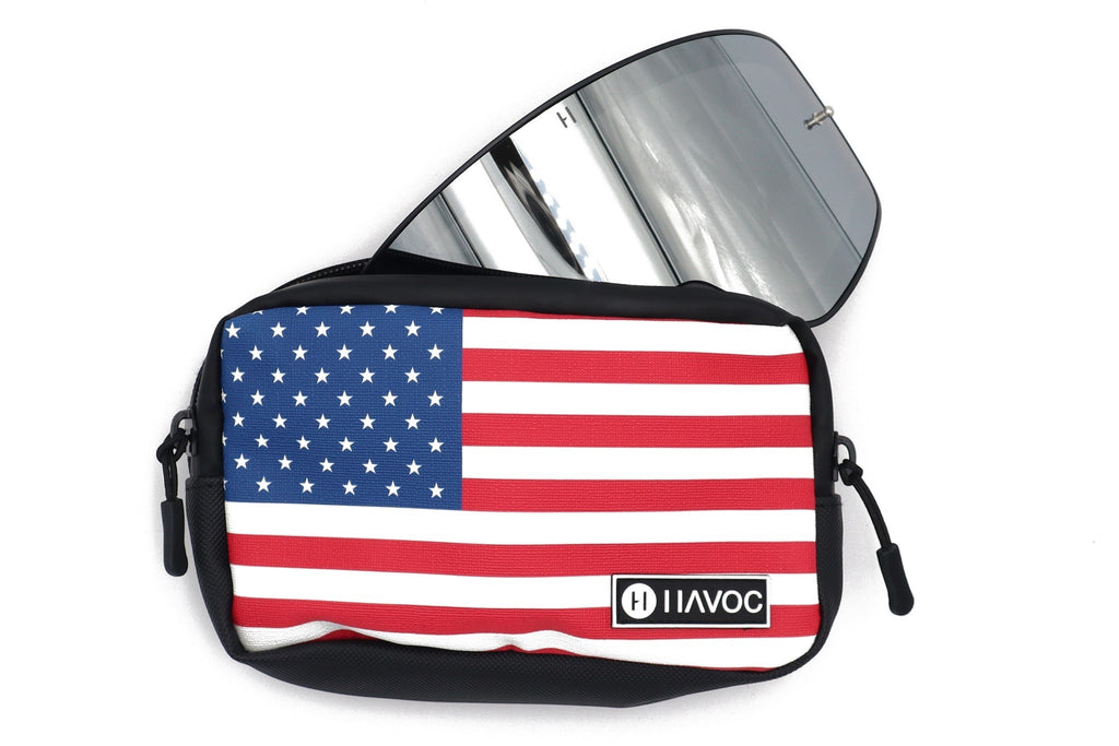 Havoc Bar Sack American flag handlebar storage bag