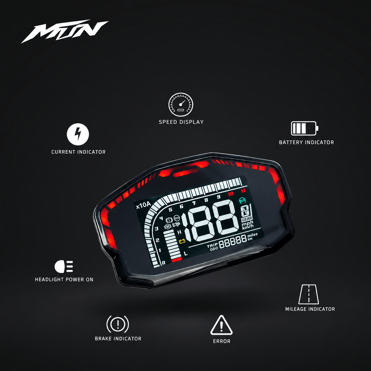DKYS DKD digital speedometer with large readout for electric dirt bikes