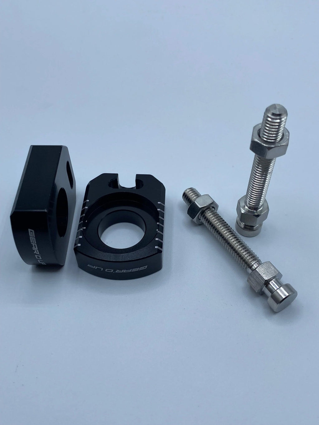 Gear’d Up Surron Ultra Bee Axle Blocks — Chain Adjusters | MTN MOTOWORKS E-Moto Performance Parts & Accessories