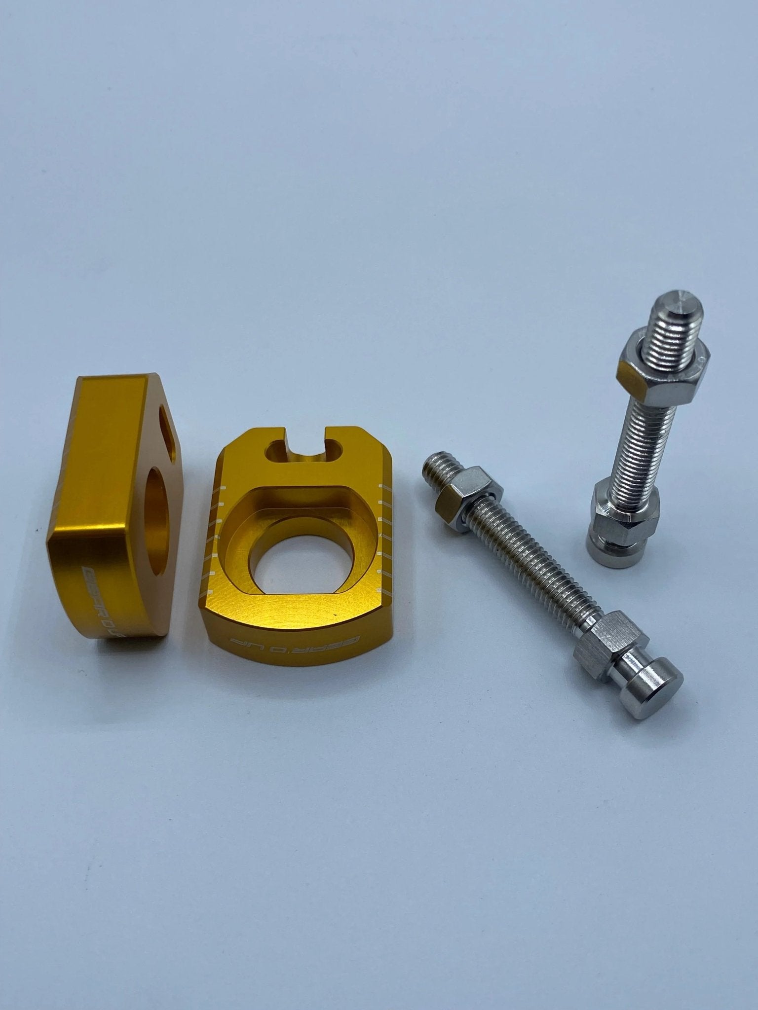Gear’d Up Surron Ultra Bee Axle Blocks — Chain Adjusters | MTN MOTOWORKS E-Moto Performance Parts & Accessories