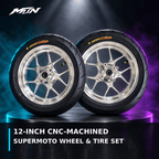 MTN 12-Inch CNC-Machined Supermoto Wheel & Tire Set | Strike, RTR, Yozma & Tuttio | MTN MOTOWORKS E-Moto Performance Parts & Accessories