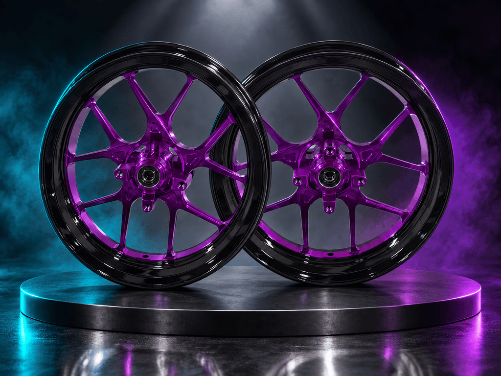 MTN 12-Inch CNC-Machined Supermoto Wheel & Tire Set | Strike, RTR, Yozma & Tuttio | MTN MOTOWORKS E-Moto Performance Parts & Accessories