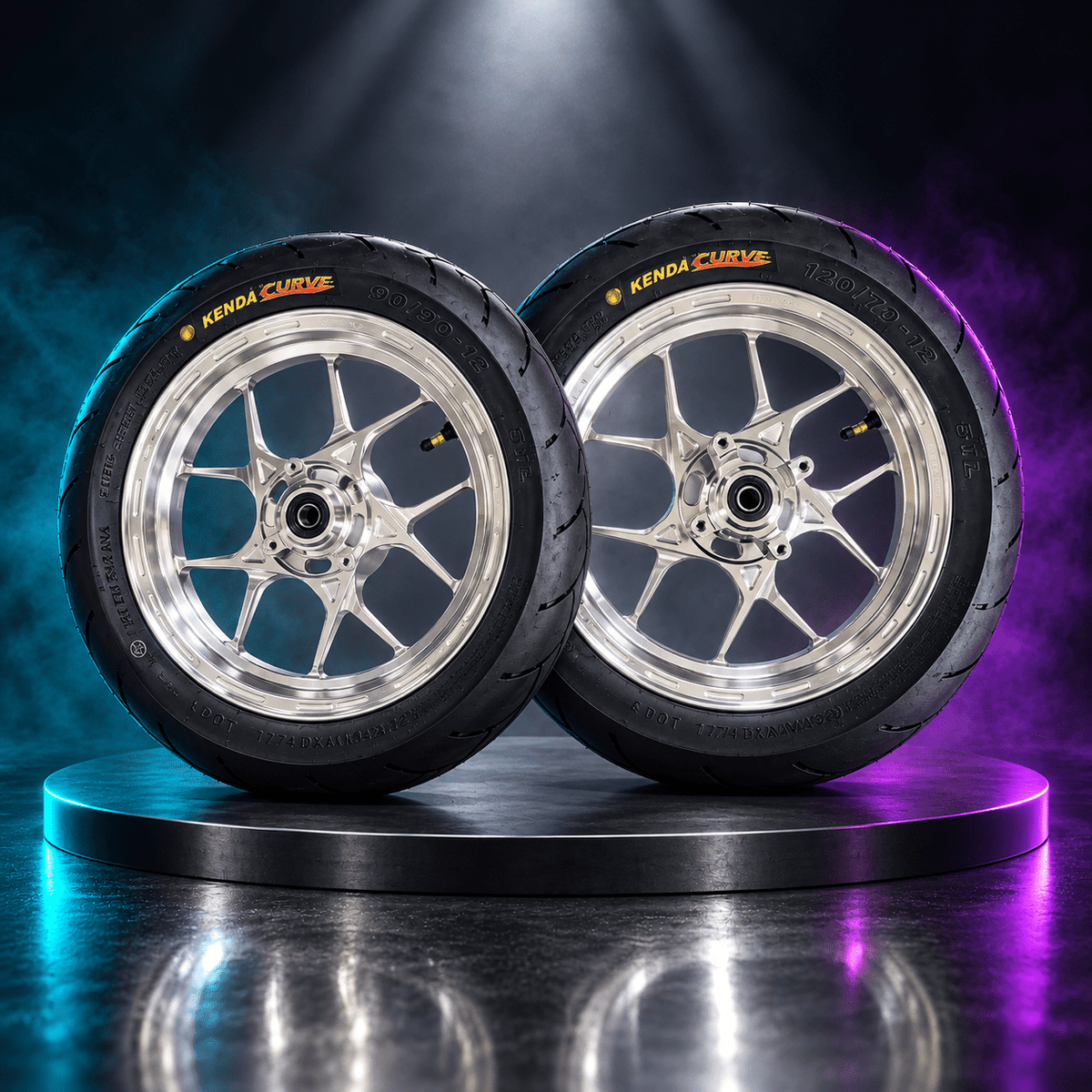MTN 12-Inch CNC-Machined Supermoto Wheel & Tire Set | Strike, RTR, Yozma & Tuttio | MTN MOTOWORKS E-Moto Performance Parts & Accessories