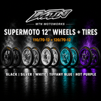 MTN 12-Inch Supermoto Wheel & Tire Set — Front + Rear | MTN MOTOWORKS E-Moto Performance Parts & Accessories