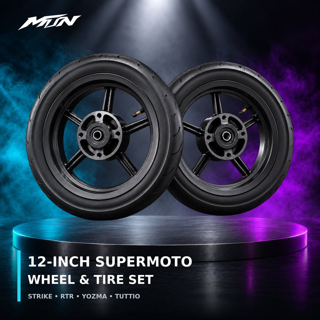 12-inch supermoto wheel and tire set for Strike, RTR, Yozma and Tuttio e-motos
