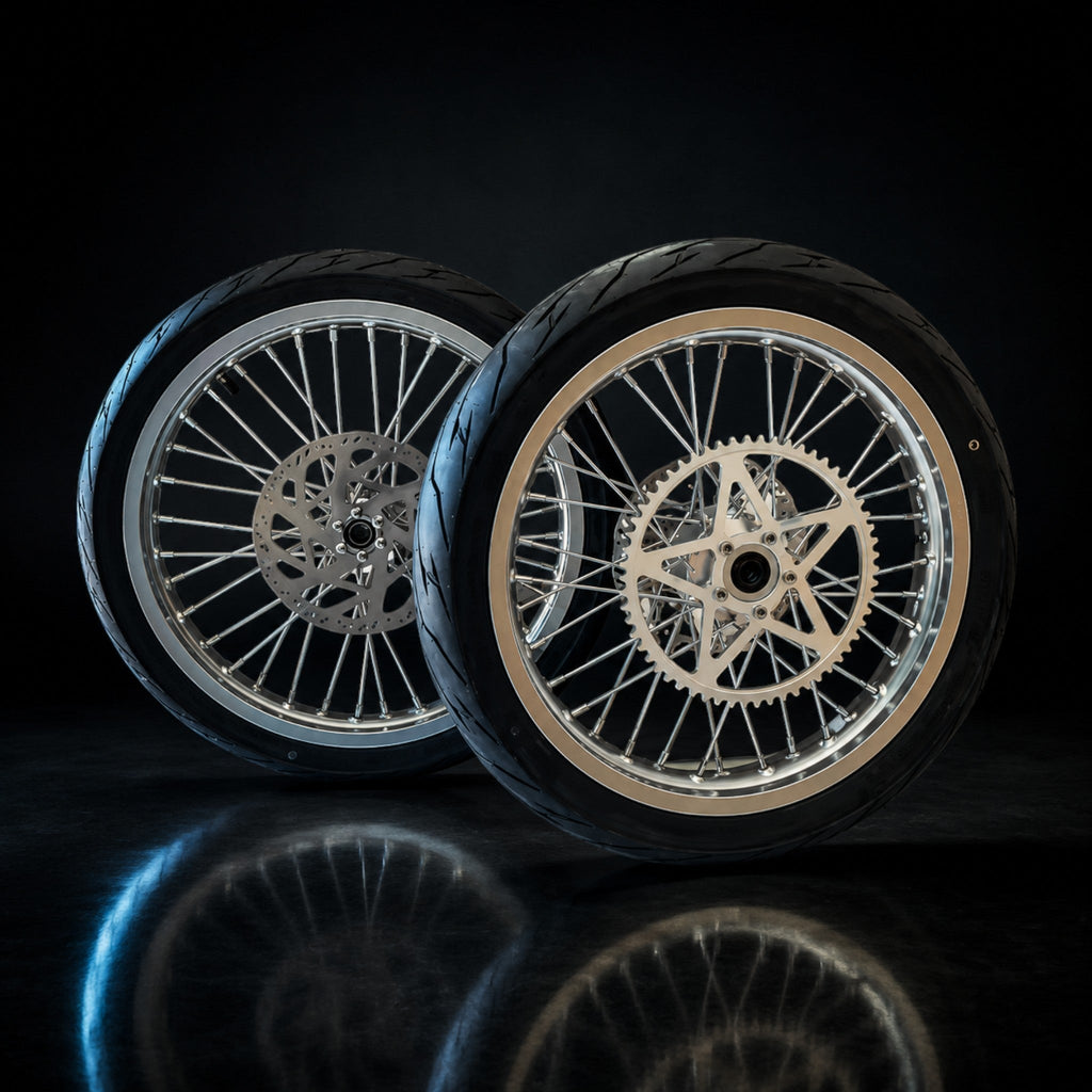 MTN 17-Inch Supermoto Wheel & Tire Set | Sur-Ron, Talaria & 79Bike | MTN MOTOWORKS E-Moto Performance Parts & Accessories