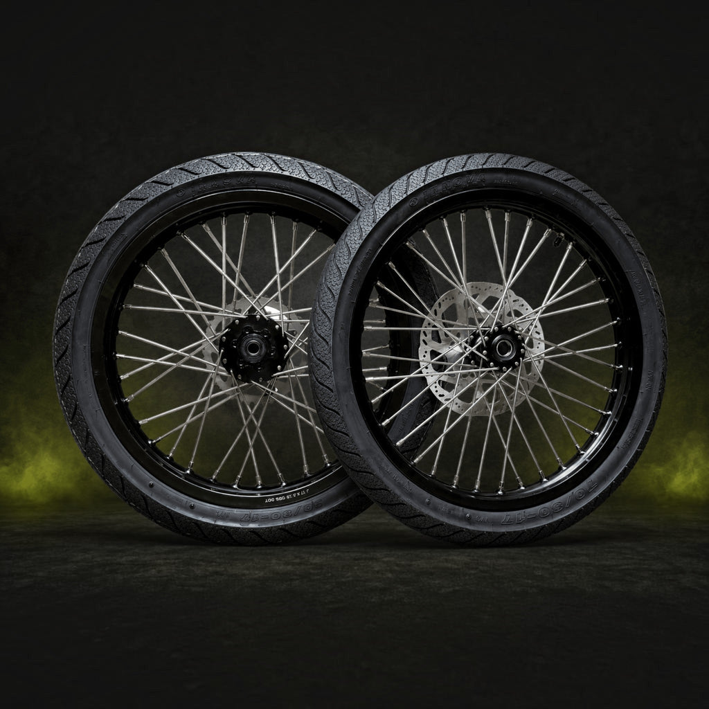 MTN 17-Inch Supermoto Wheel & Tire Set | Sur-Ron, Talaria & 79Bike | MTN MOTOWORKS E-Moto Performance Parts & Accessories