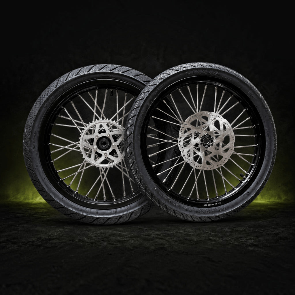 MTN 17-Inch Supermoto Wheel & Tire Set | Sur-Ron, Talaria & 79Bike | MTN MOTOWORKS E-Moto Performance Parts & Accessories