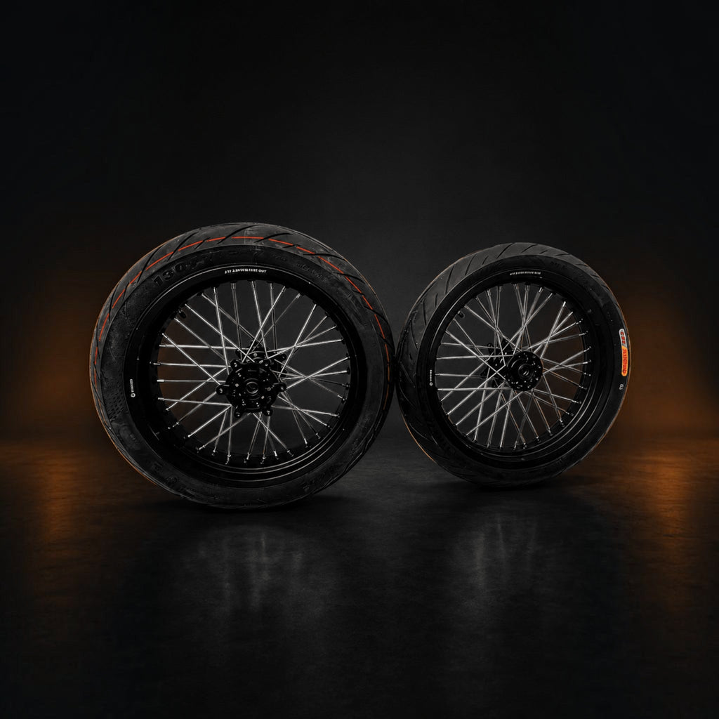 MTN 17-Inch Supermoto Wheel & Tire Set | Sur-Ron Ultra Bee | MTN MOTOWORKS E-Moto Performance Parts & Accessories