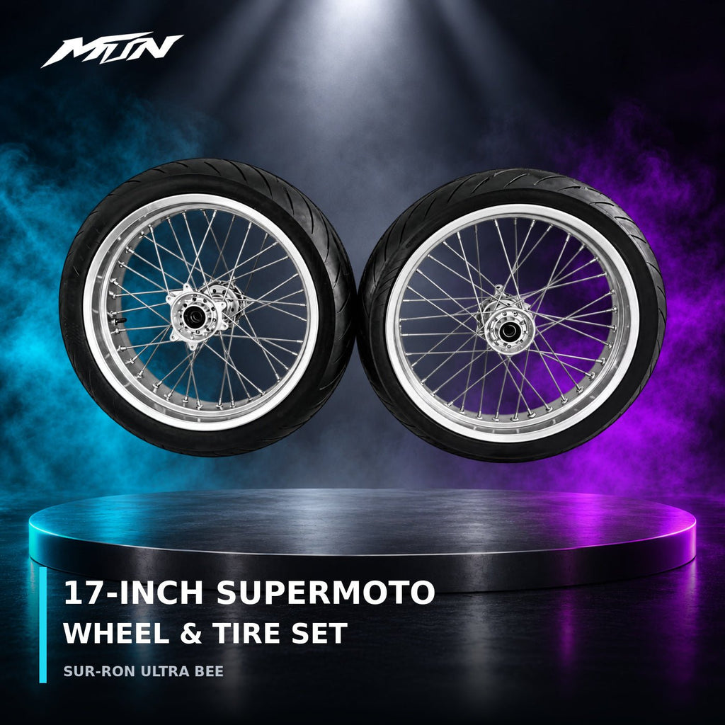 MTN 17-Inch Supermoto Wheel & Tire Set | Sur-Ron Ultra Bee | MTN MOTOWORKS E-Moto Performance Parts & Accessories