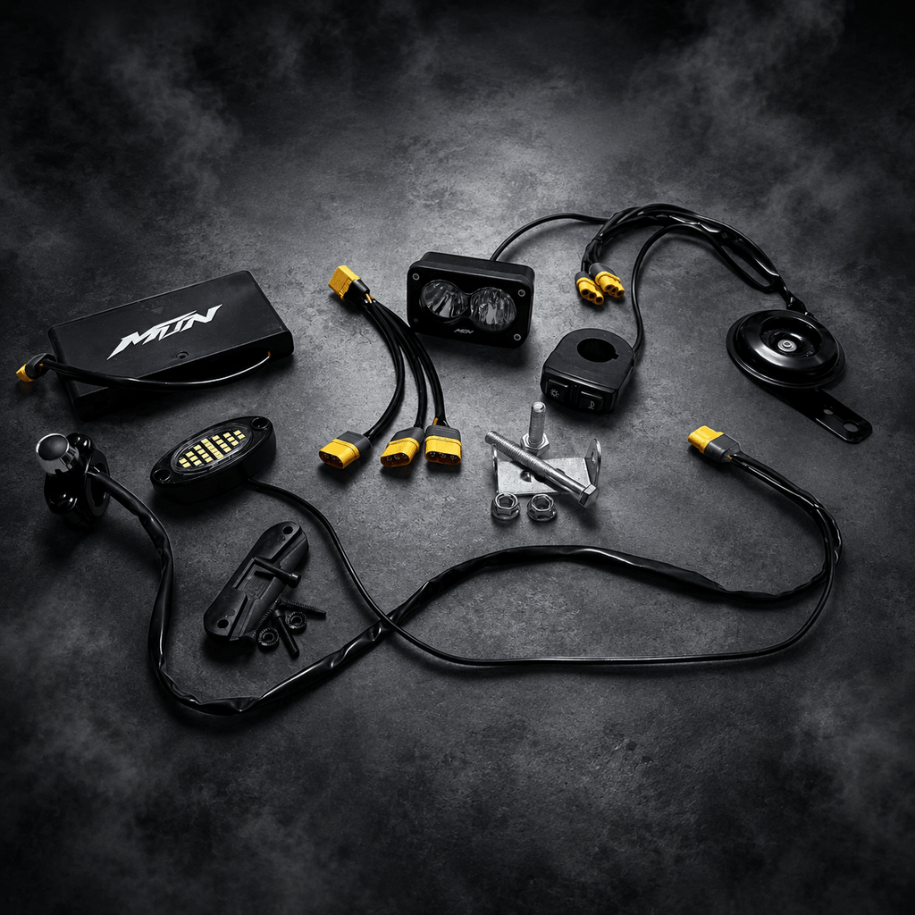 MTN 3-in-1 Battery-Powered Headlight, Rock Light & Horn Kit | MTN MOTOWORKS E-Moto Performance Parts & Accessories