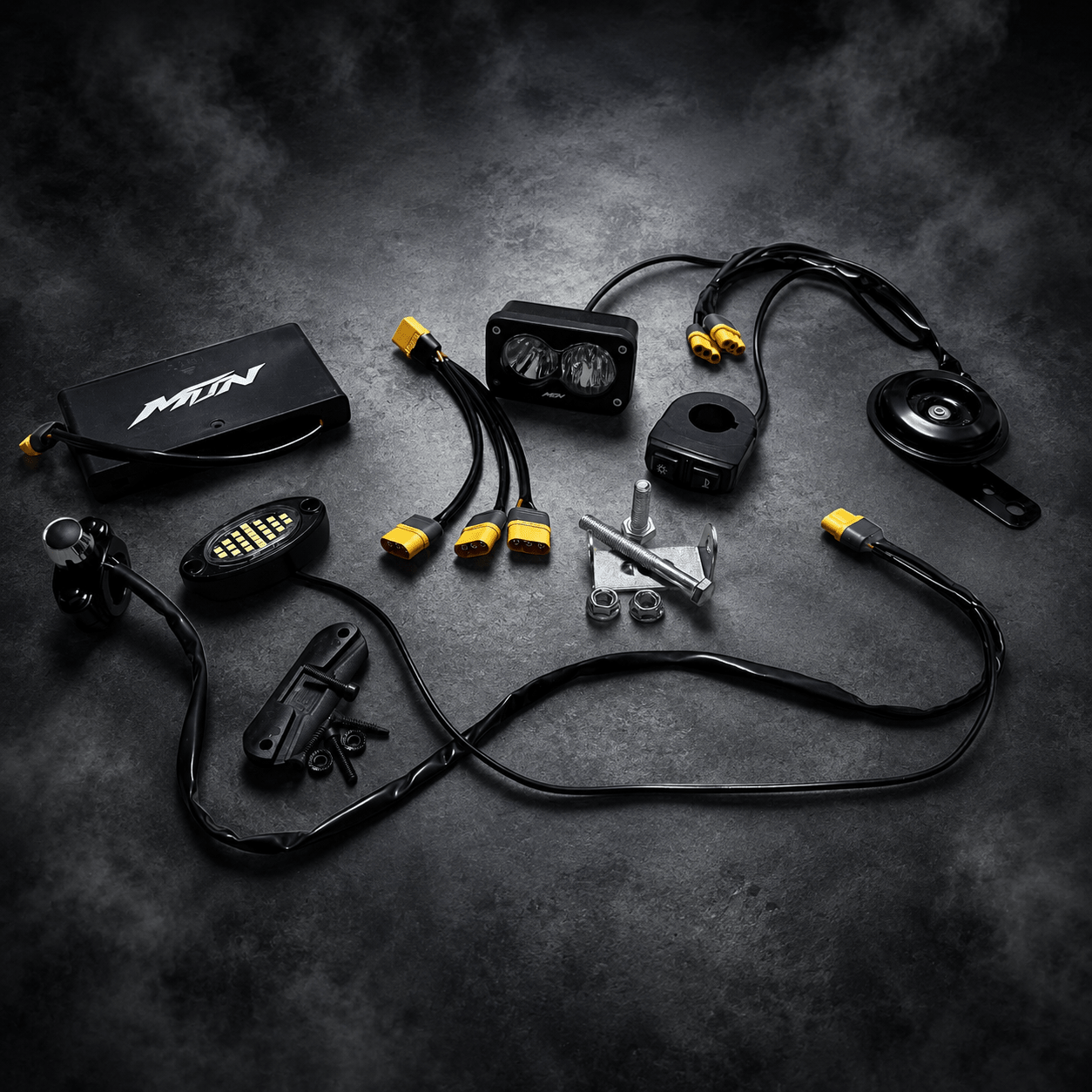 MTN 3-in-1 Battery-Powered Headlight, Rock Light & Horn Kit | MTN MOTOWORKS E-Moto Performance Parts & Accessories