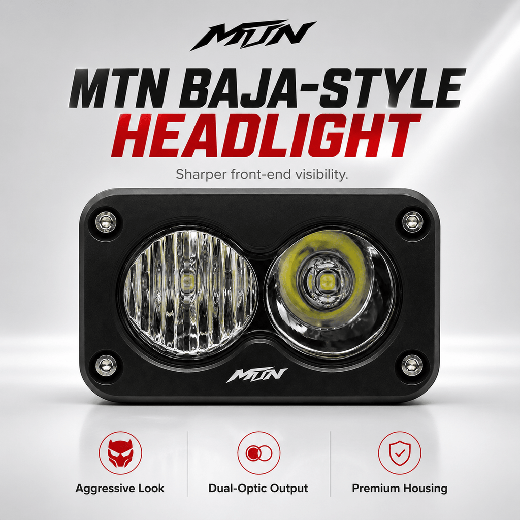 MTN 3-in-1 headlight, rock light and horn kit with battery box for e-motos