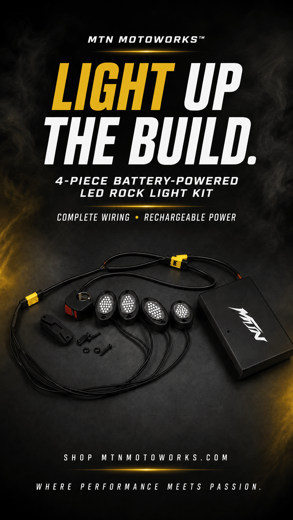 MTN 4-Light Battery-Powered LED Rock Light Kit | MTN MOTOWORKS E-Moto Performance Parts & Accessories