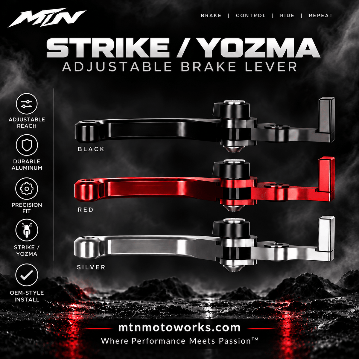 MTN Adjustable Brake Lever | Strike & Yozma E-Moto | MTN MOTOWORKS E-Moto Performance Parts & Accessories