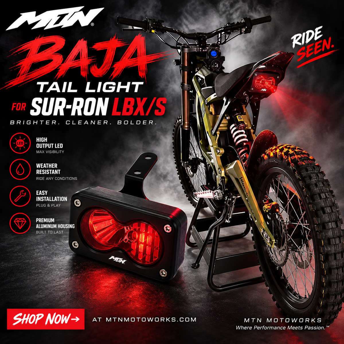 MTN Baja Tail Light for Sur-Ron LBX/S promotional media